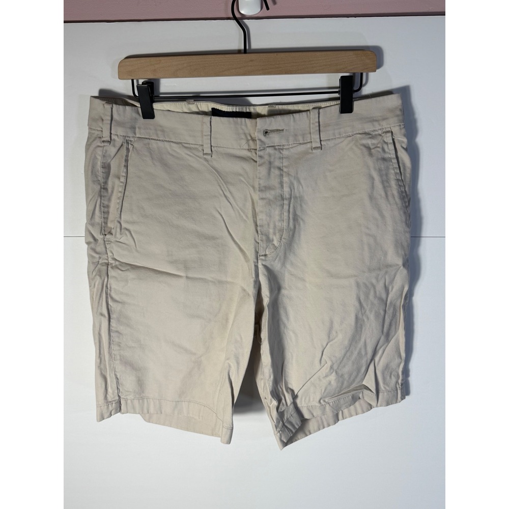 Abercrombie & Fitch Mens Stretch Chino Shorts Khaki Tan Size 34 Flat Front